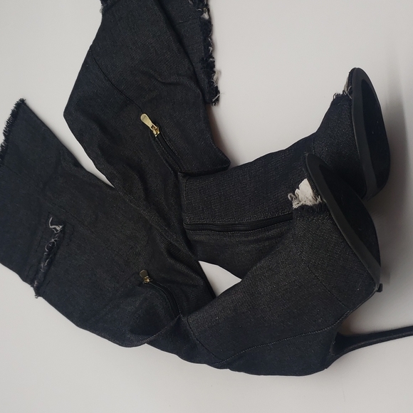 LILANA JEANS BOOTS SIZE 8 1/2 COLOR BLACK 30 INCHES TALL ( OVER THE KNEES BOOTS - Picture 13 of 13